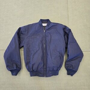 Aramark Work Jacket Mens Medium Navy Blue Bomber‎ Quilted Lined VTG Coat Detroit